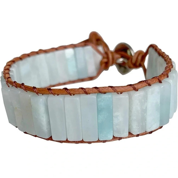 Handmade Bohemian Crystal tube leather bracelet. - Picture 7 of 7